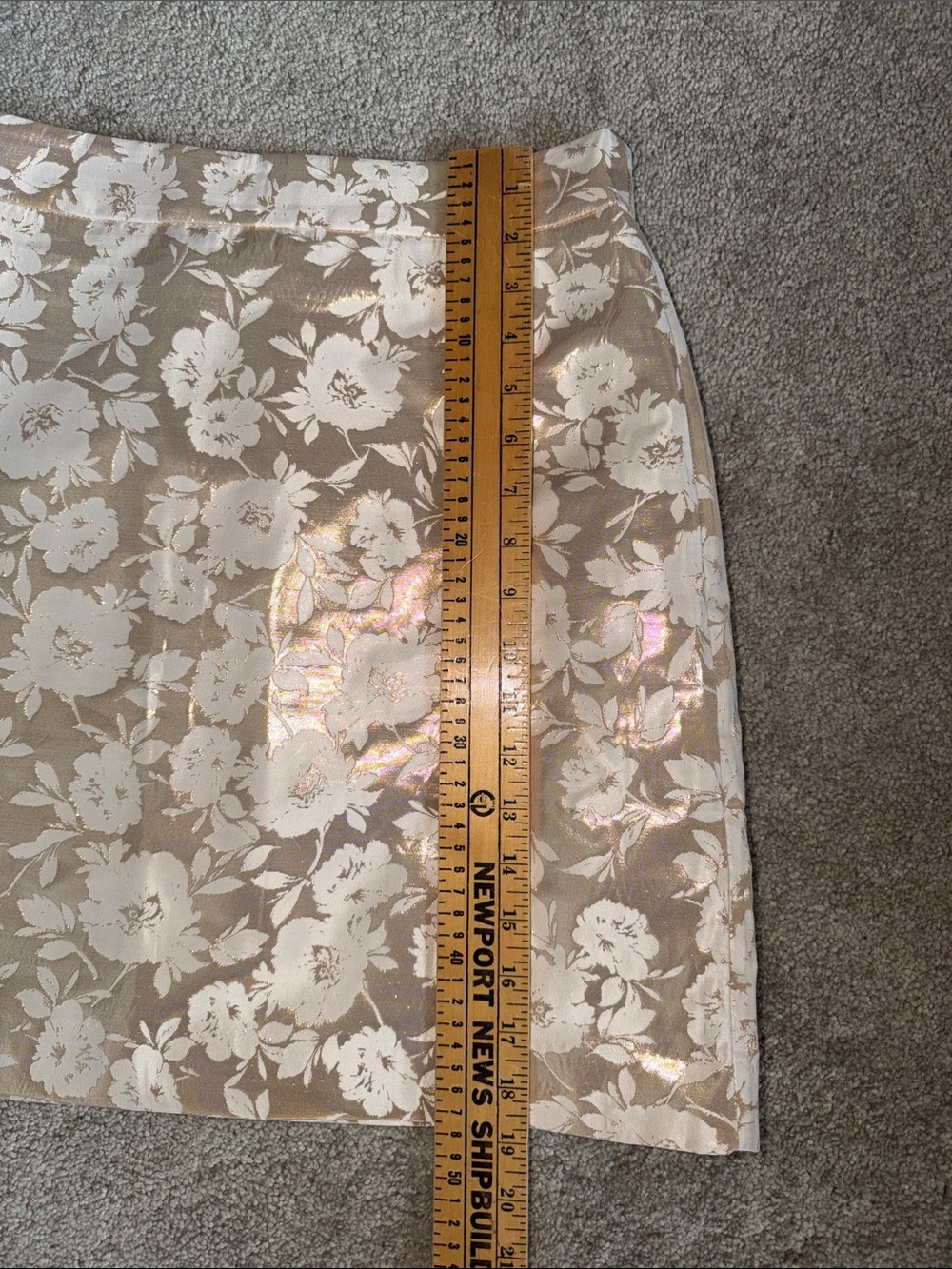 J. Crew Factory Floral Jacquard A Line Skirt Metallic Gold White Size 6 - Picture 7 of 8